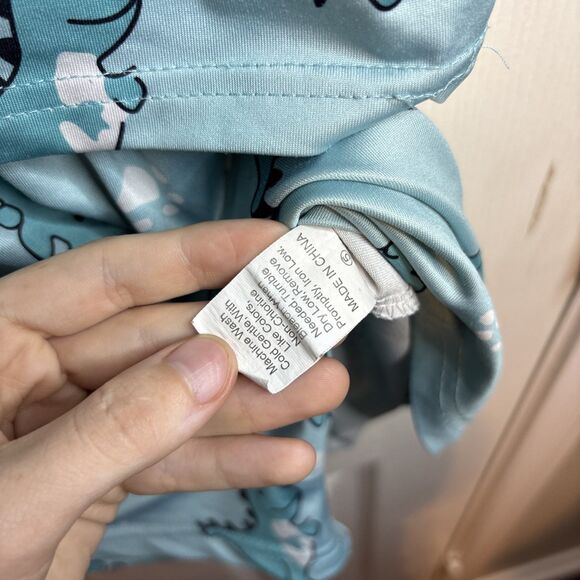 Large Blue Dinosaur Print Pajama Set Short Sleeve Top & Shorts - Picture 2 of 7